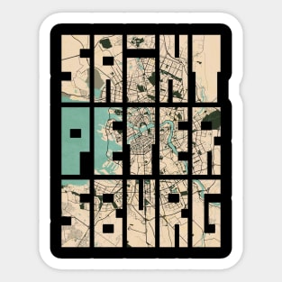 Saint Petersburg, Russia City Map Typography - Vintage Sticker